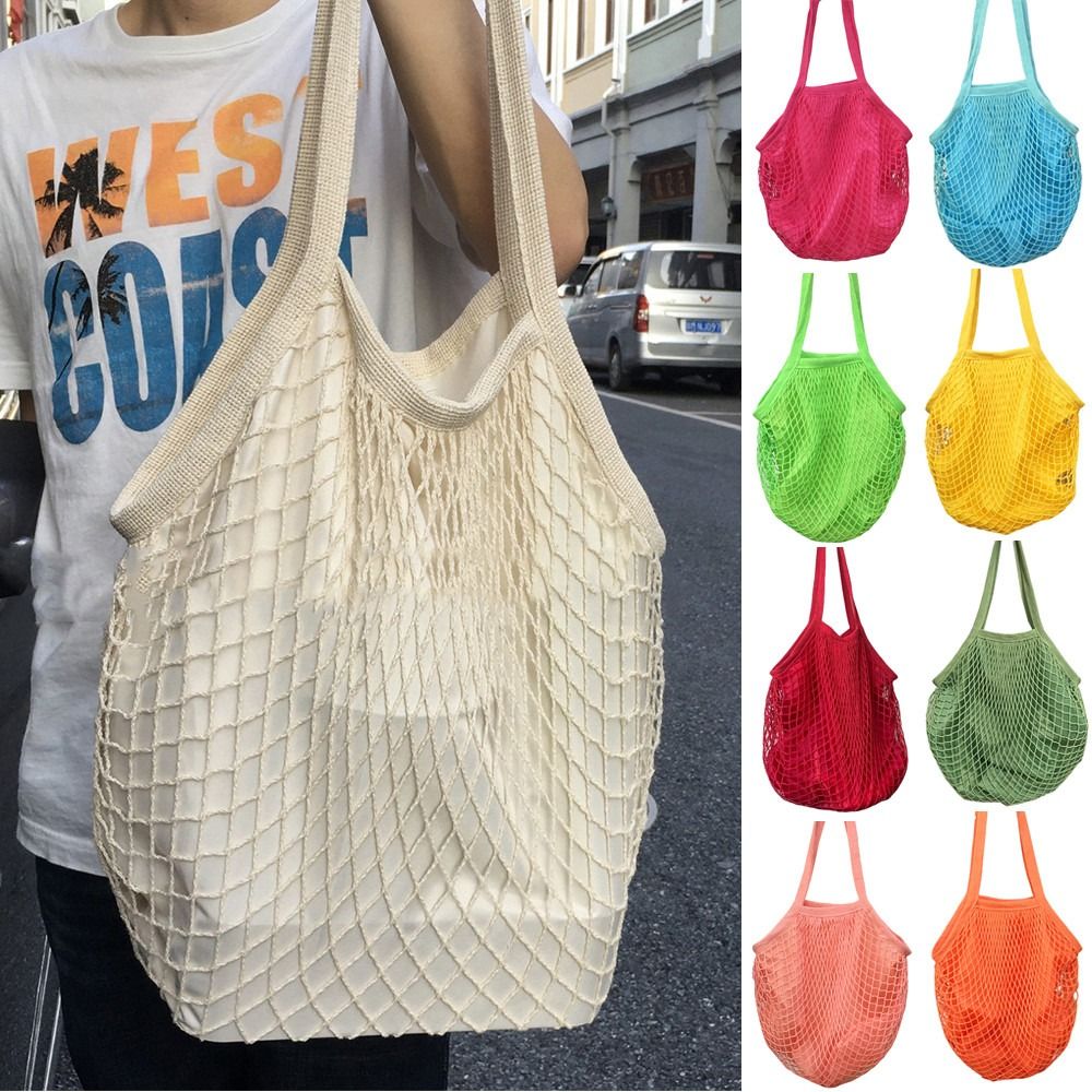 Reusable Produce Bag - Dayanıklı Pamuklu Bakkal Çantaları Örgü İpli