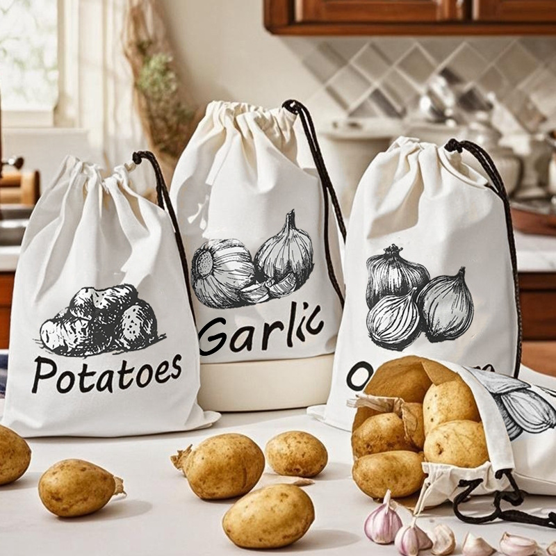 Reusable Produce Bag - Sarımsak Soğan Meyve İpli Çanta Serbest